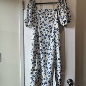 Francesca's Collections Blue and White Puff Sleeve Sundress